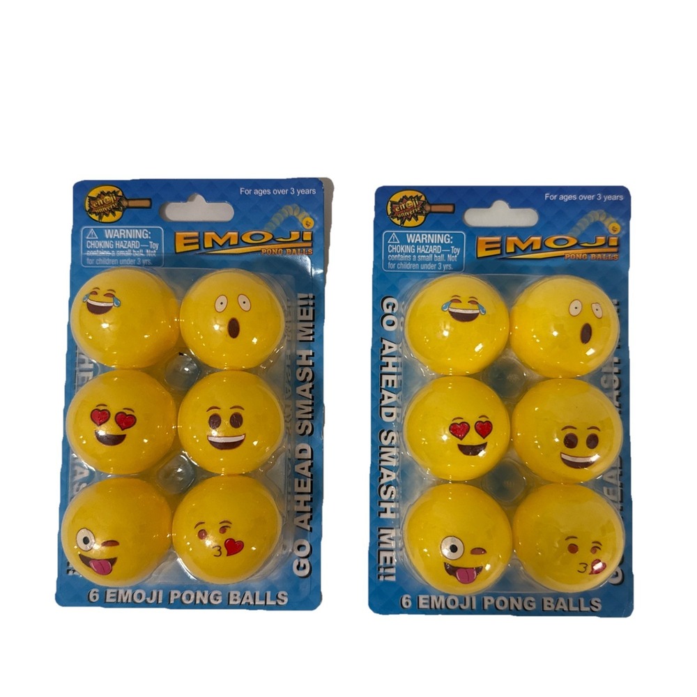 Emoji Universe Ping Pong Balls-2 packs of 6-Total of 12 Balls-New Factory Sealed